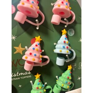 Christmas Tree Straw Topper Festive Holiday Drink Accessory Cute Seasonal Decor